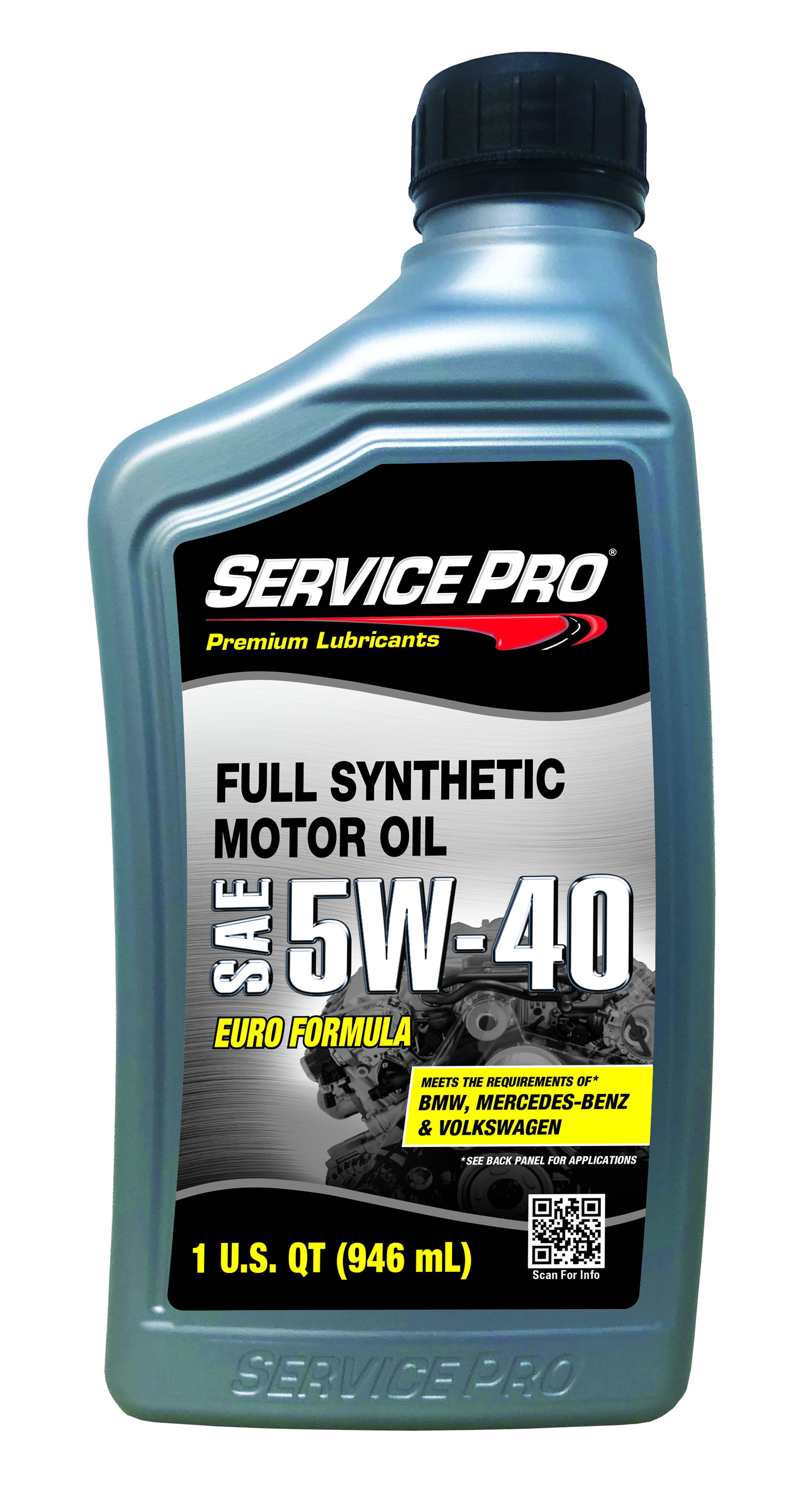 Service Pro Premium Euro Full Synthetic Motor Oil 5W-40 -  | Container: 1 Qt Bottle | Shipped as: Case of 6 X 1 Qt Bottles - Automotive Engine Oils